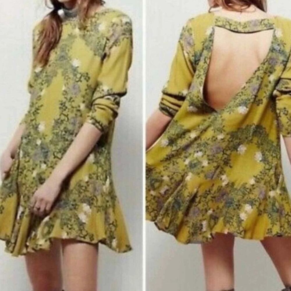 Free People “Smooth Talker” Open Back Tunic Minidress Xs Nwot